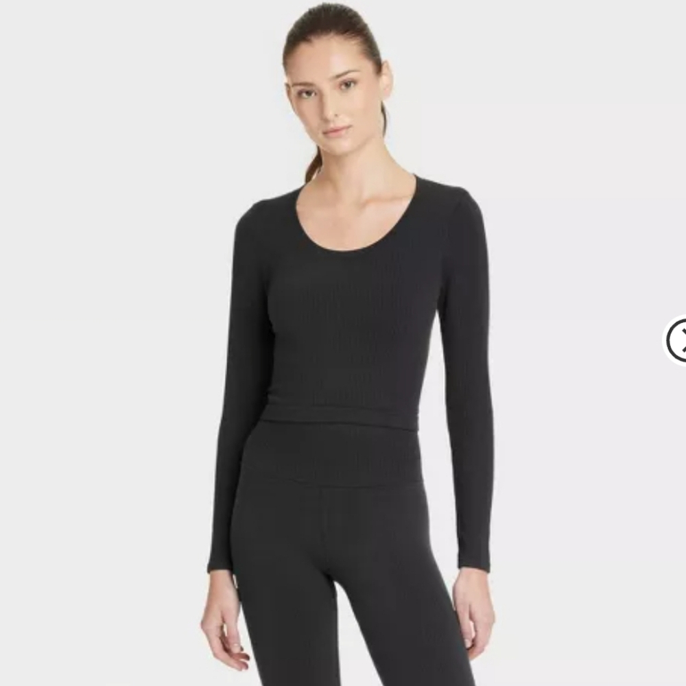 Women's Seamless Ribbed Cropped Glitter Top Large All In Motion